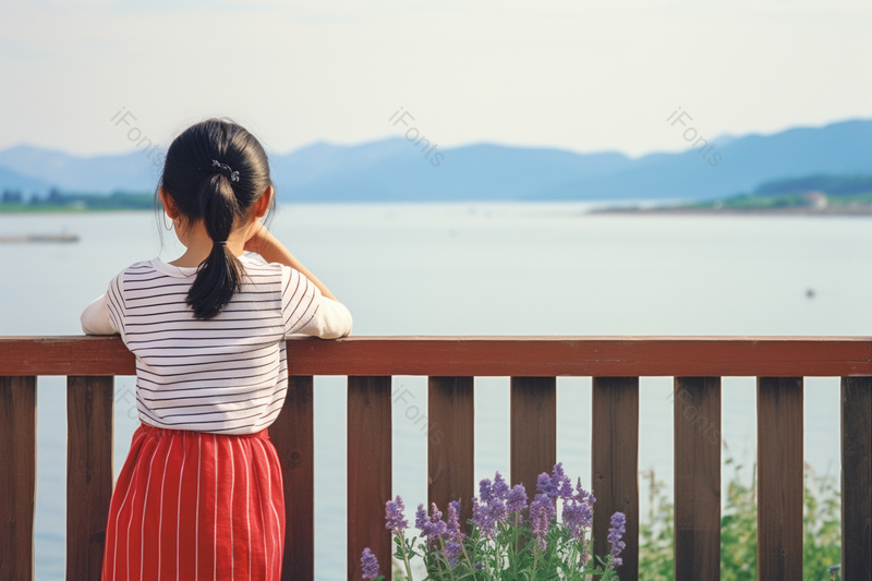 背景广告设计素材元素海边小女孩背影,高清,摄影图,摄影图片,图片大全,摄影图免费下载